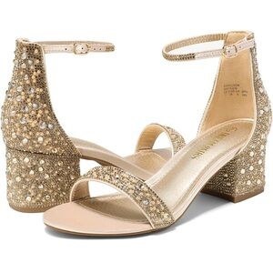 Dream Pairs Gold Rhinestone Low Block Heel